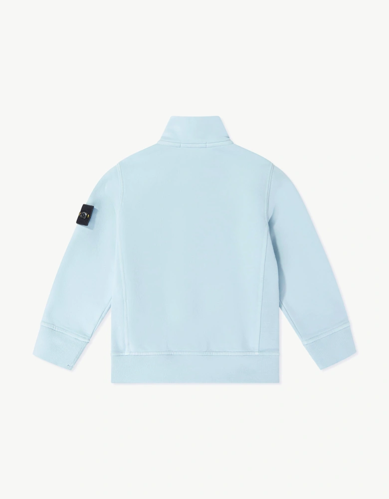 Stone Island Boys Brushed Organic Fleece Half Zip Sweatshirt in Blue
