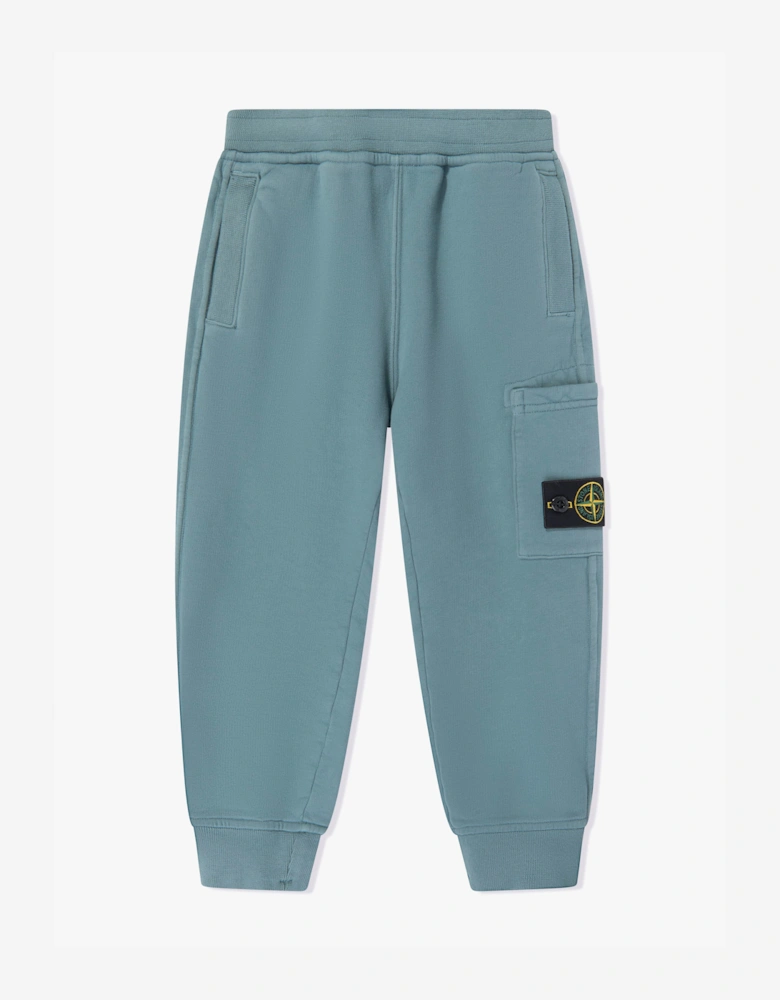 Stone Island Boys Brushed Cotton Fleece Joggers in Blue