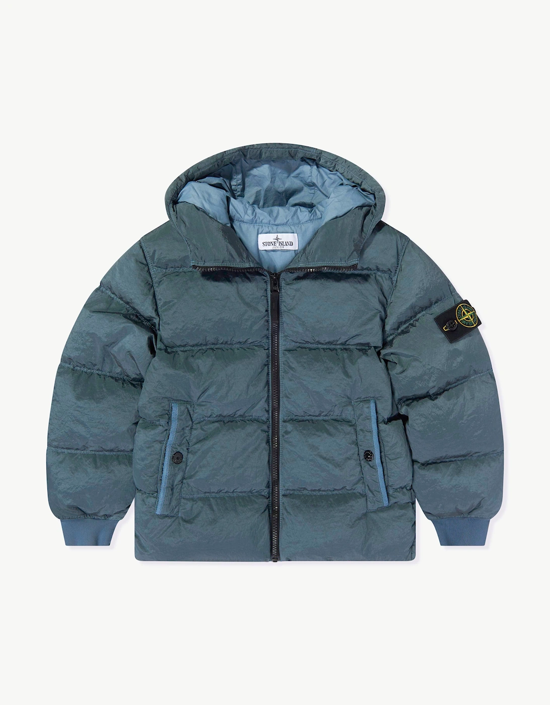 Stone Island Boys Econyl Regenerated Nylon Puffer Jacket in Blue