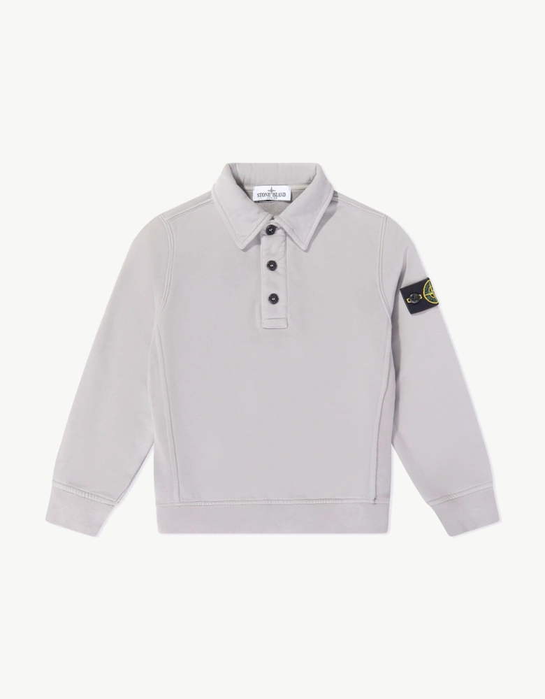 Stone Island Boys Brushed Organic Cotton Polo Sweatshirt in Grey