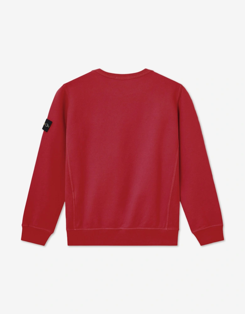 Stone Island Boys Brushed Cotton Fleece Sweatshirt in Red