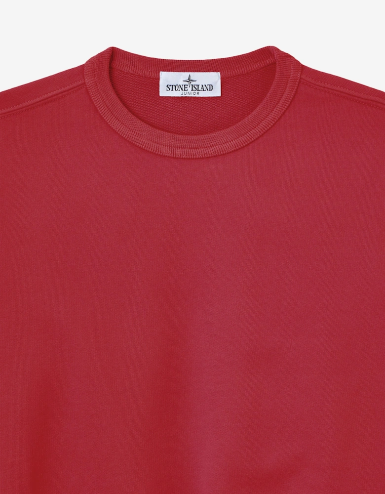 Stone Island Boys Brushed Cotton Fleece Sweatshirt in Red