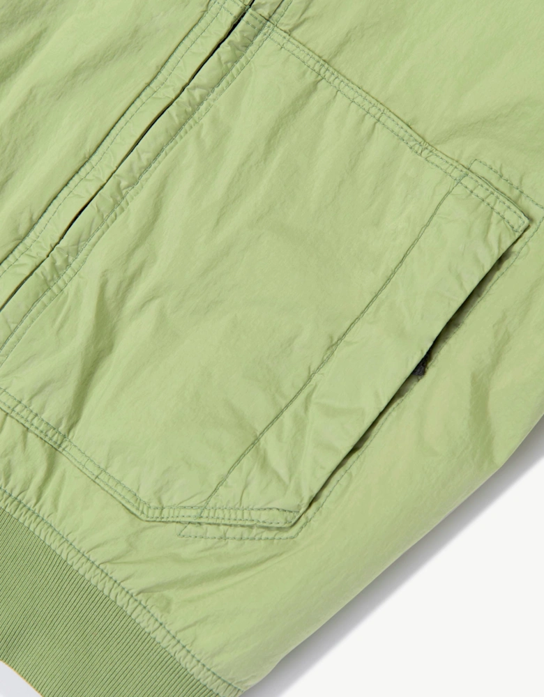 Stone Island Boys Crinkle Reps NY Hooded Jacket in Green