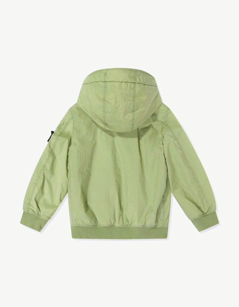 Stone Island Boys Crinkle Reps NY Hooded Jacket in Green