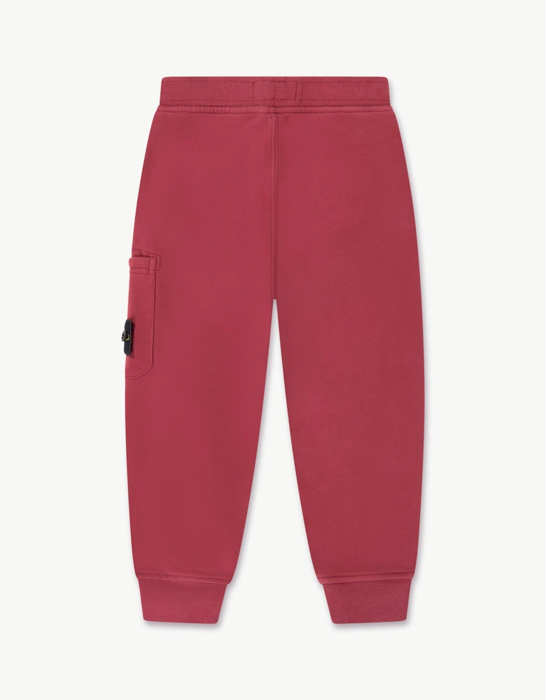 Stone Island Boys Brushed Cotton Fleece Joggers in Red