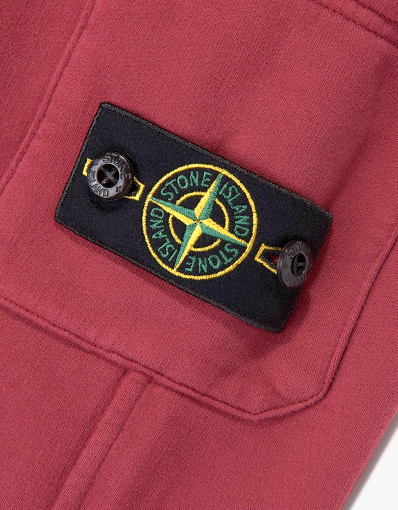 Stone Island Boys Brushed Cotton Fleece Joggers in Red