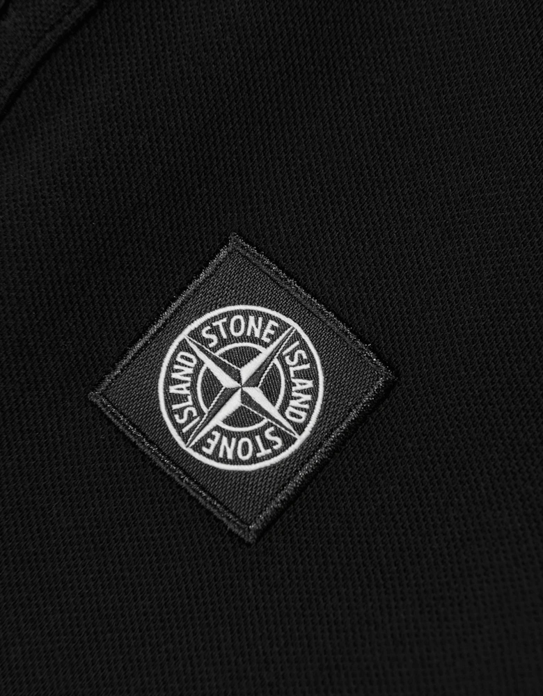 Stone Island Boys Organic Cotton Long Sleeve Polo Shirt in Black