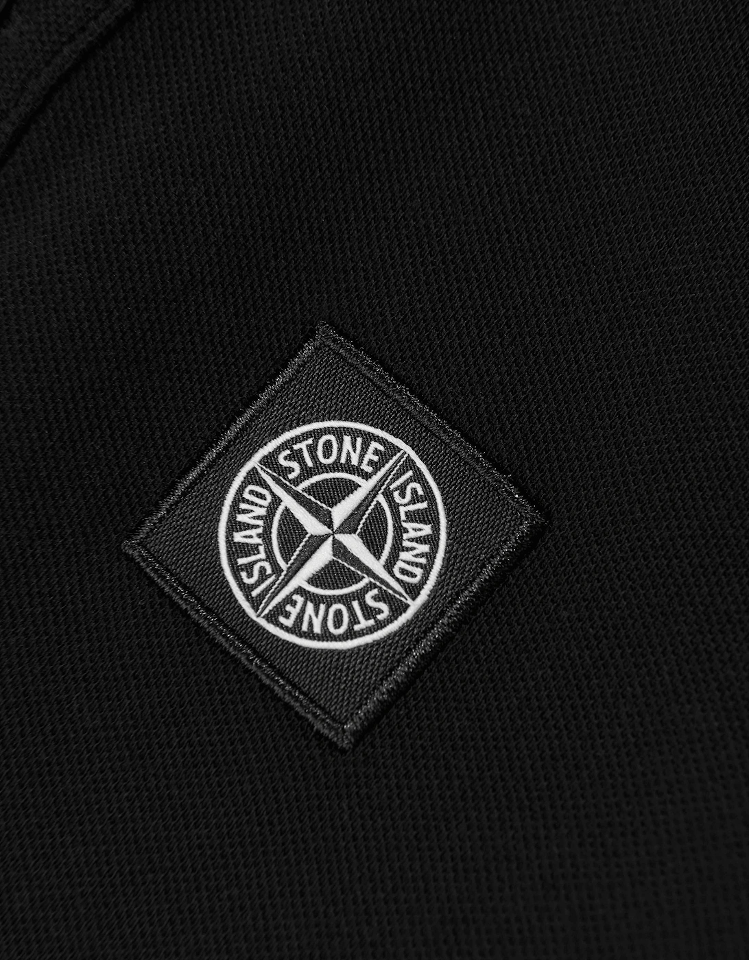 Stone Island Boys Organic Cotton Long Sleeve Polo Shirt in Black