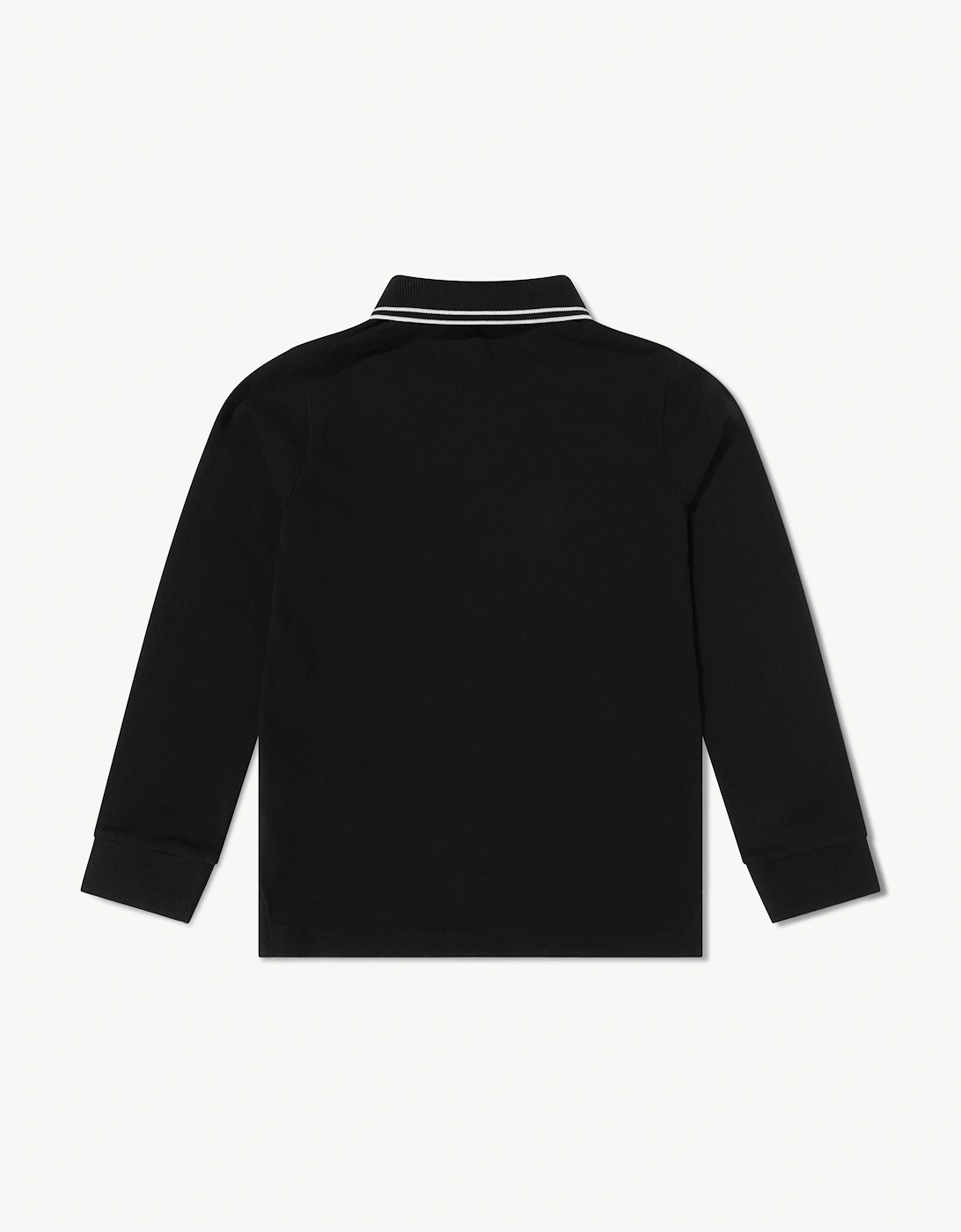 Stone Island Boys Organic Cotton Long Sleeve Polo Shirt in Black