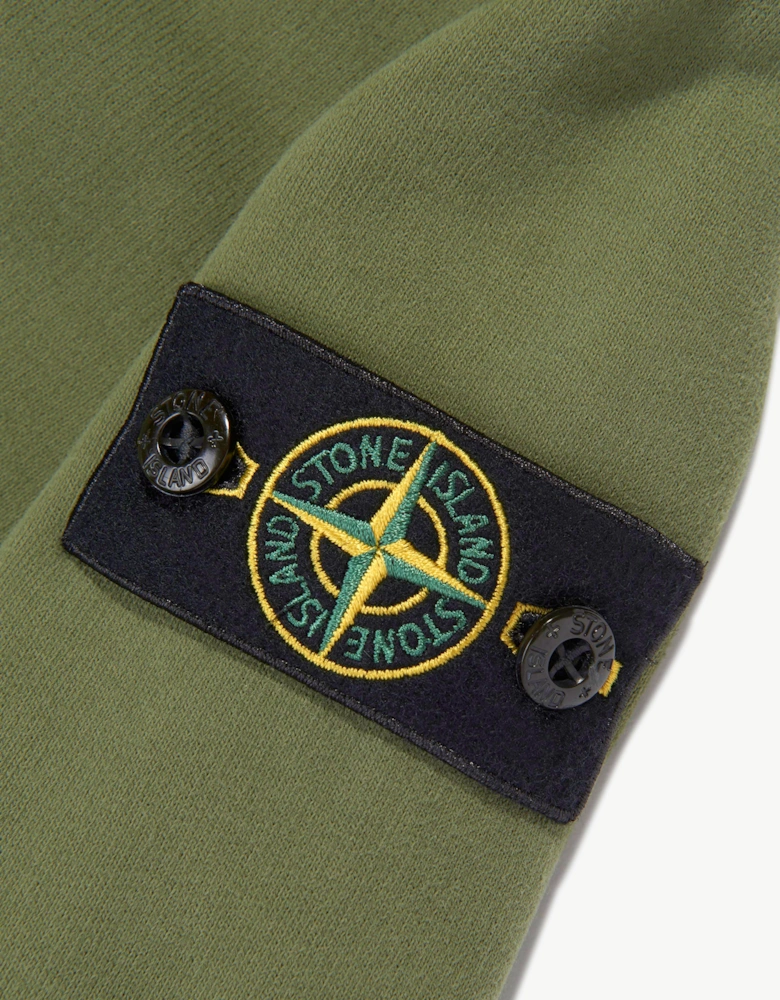 Stone Island Boys Brushed Organic Fleece Half Zip Sweatshirt in Green
