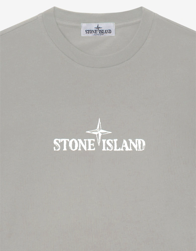 Stone Island Boys Cotton Logo Print T-Shirt in Grey