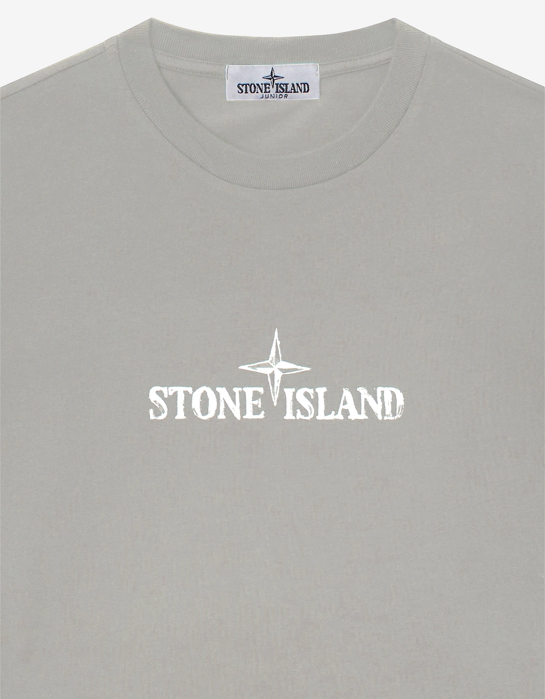 Stone Island Boys Cotton Logo Print T-Shirt in Grey