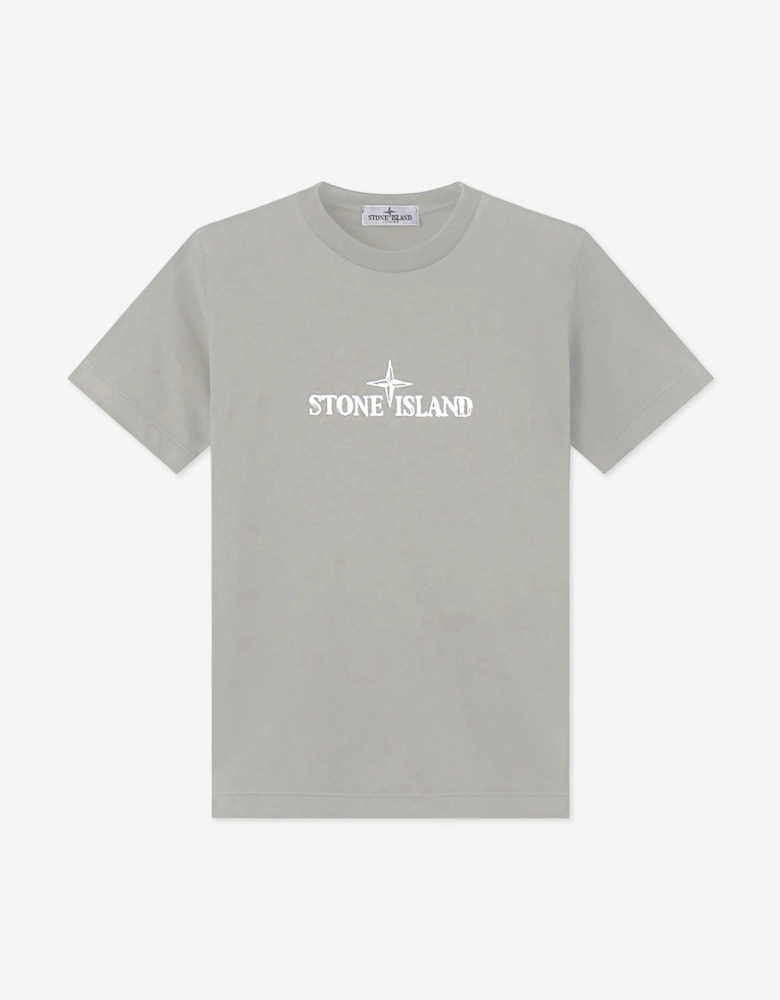 Stone Island Boys Cotton Logo Print T-Shirt in Grey