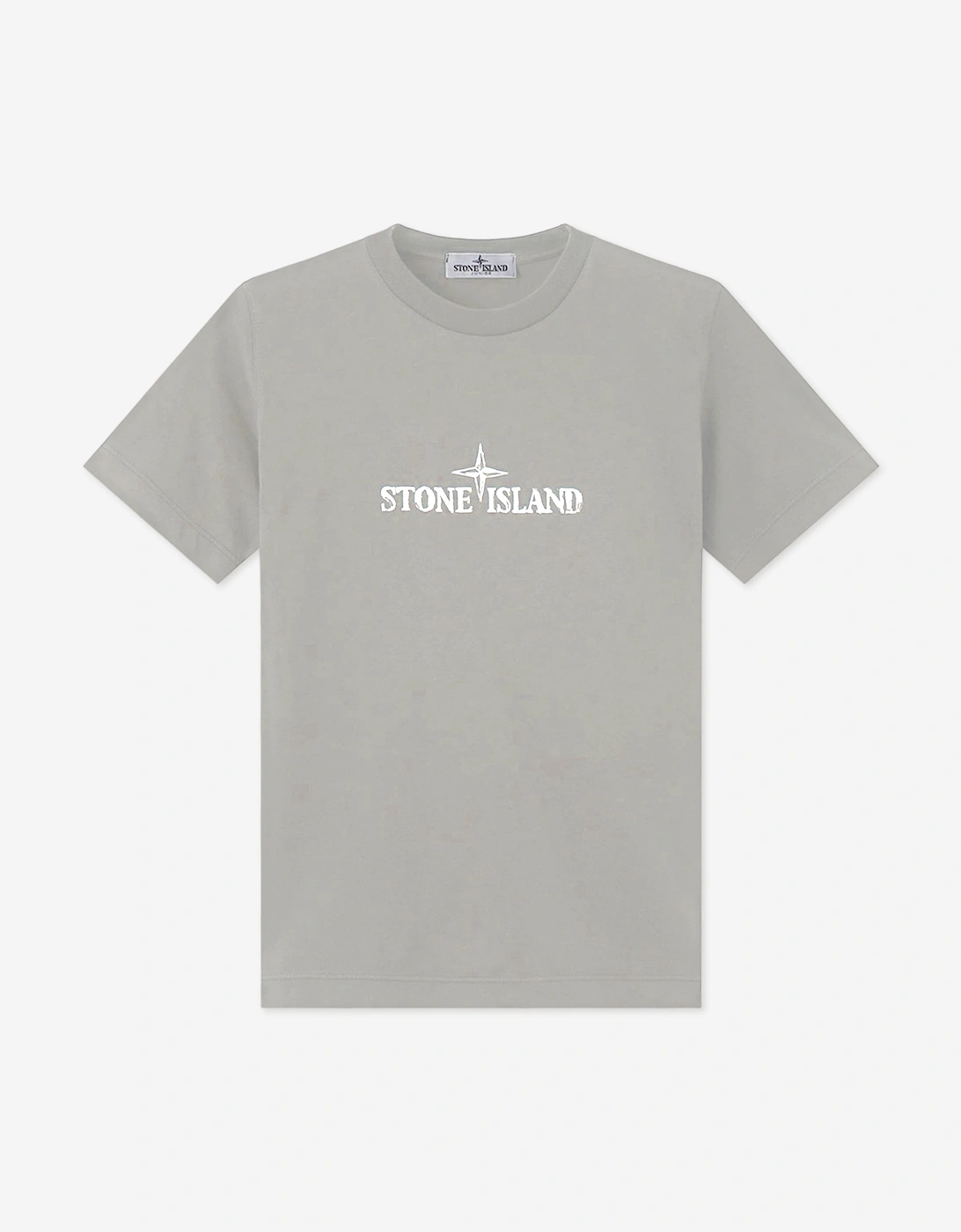 Stone Island Boys Cotton Logo Print T-Shirt in Grey