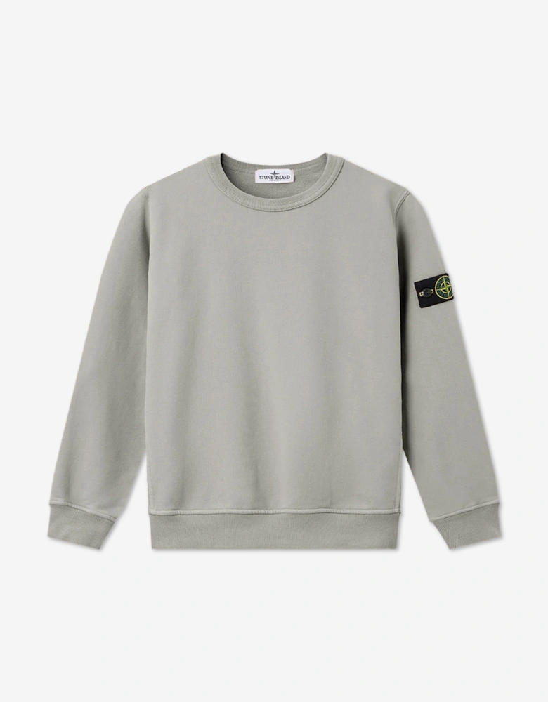 Stone Island Boys Brushed Cotton Fleece Sweatshirt in Grey