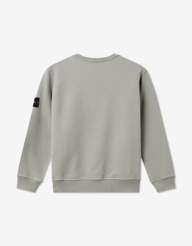 Stone Island Boys Brushed Cotton Fleece Sweatshirt in Grey