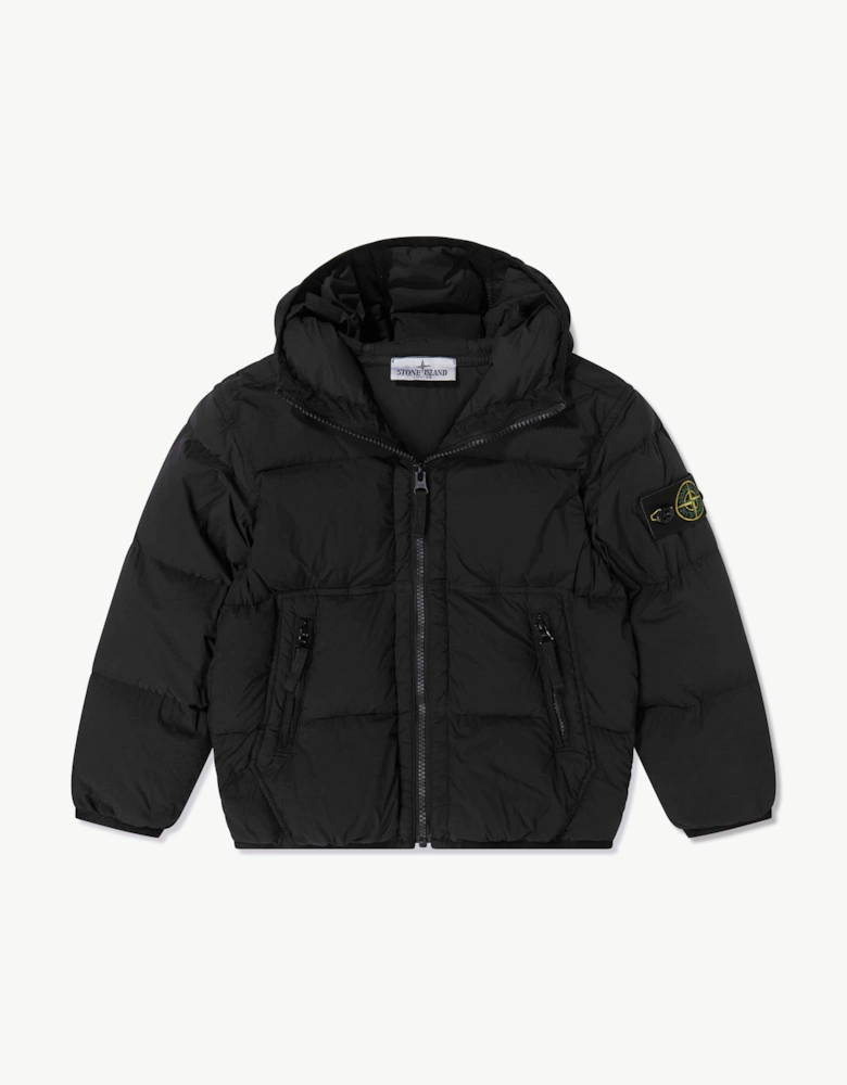 Stone Island Boys Seamless Tunnel Nylon Down Puffer Jacket in Black
