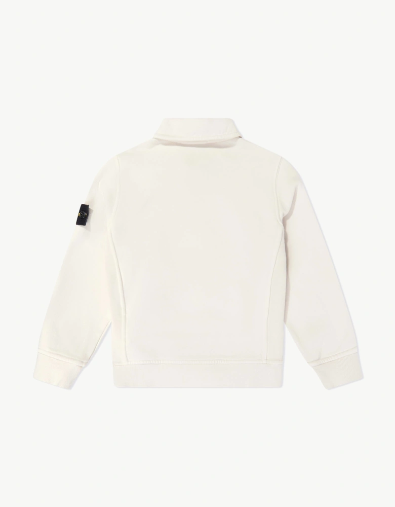 Stone Island Boys Brushed Organic Cotton Polo Sweatshirt in Ivory