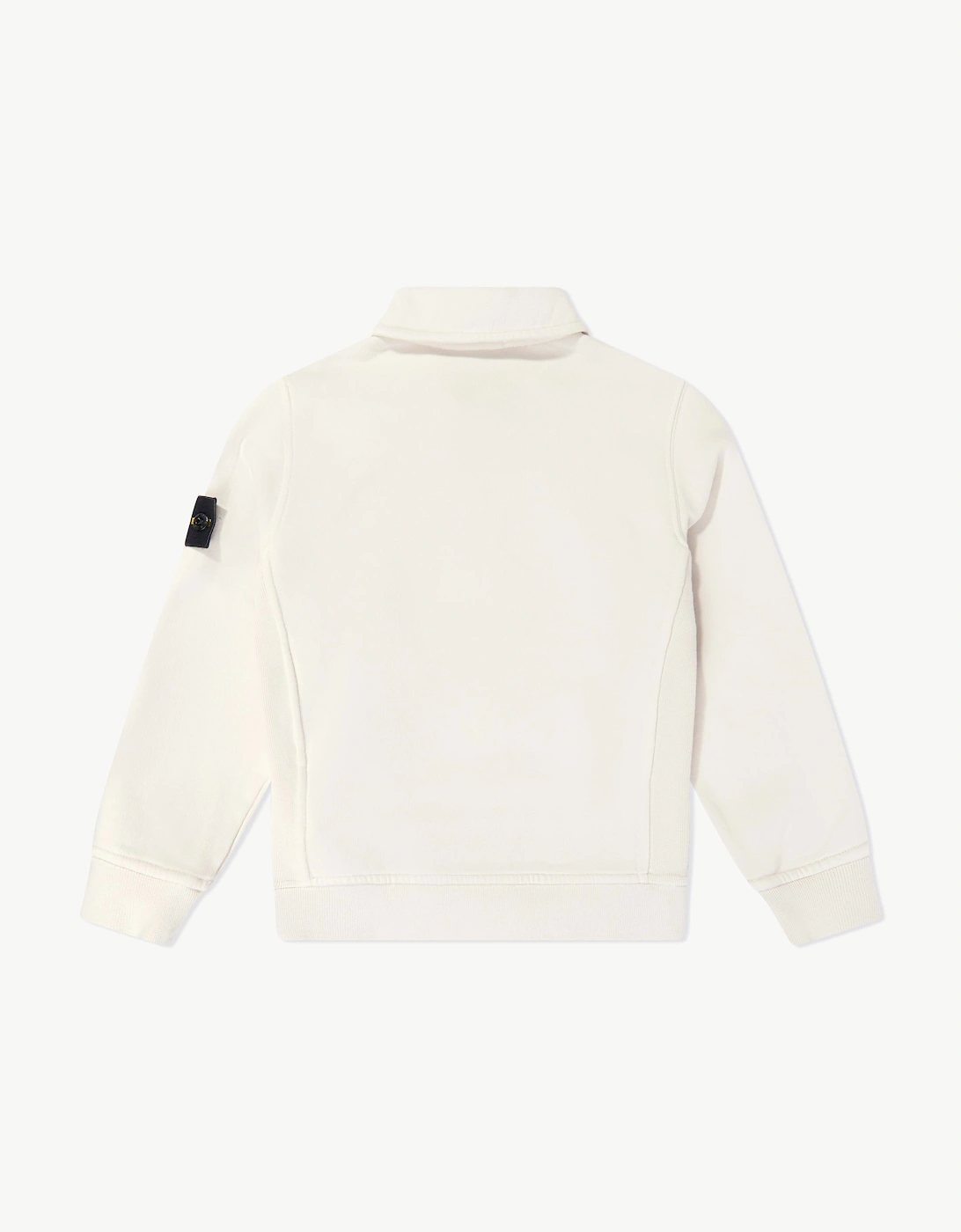 Stone Island Boys Brushed Organic Cotton Polo Sweatshirt in Ivory