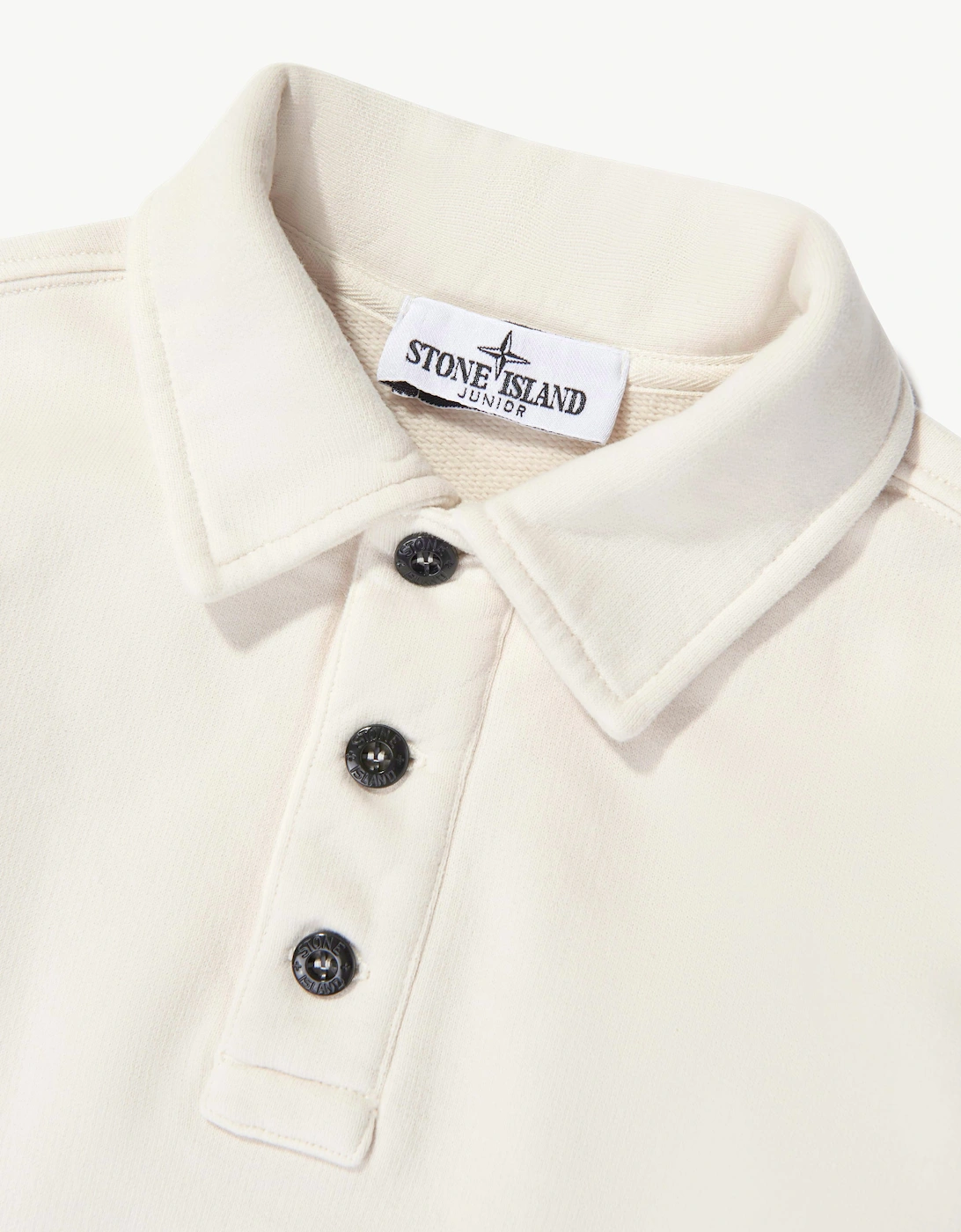 Stone Island Boys Brushed Organic Cotton Polo Sweatshirt in Ivory