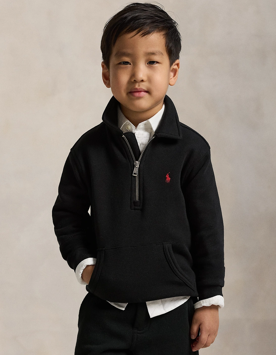 Ralph Lauren Boys Half Zip Sweatshirt in Black