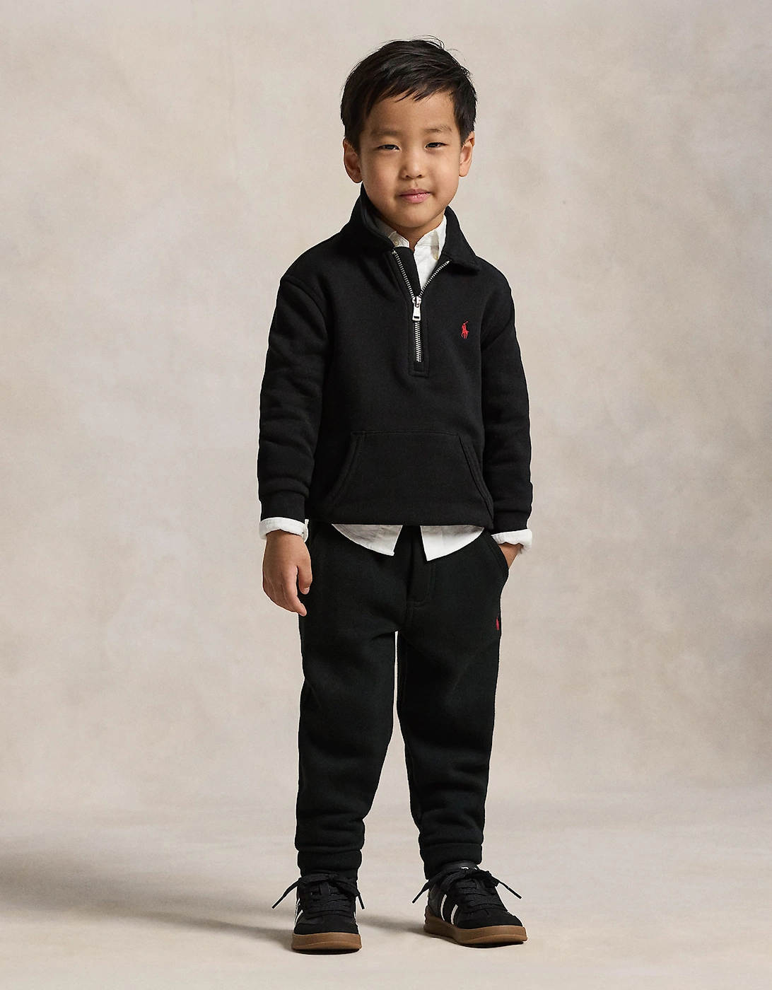 Ralph Lauren Boys Half Zip Sweatshirt in Black