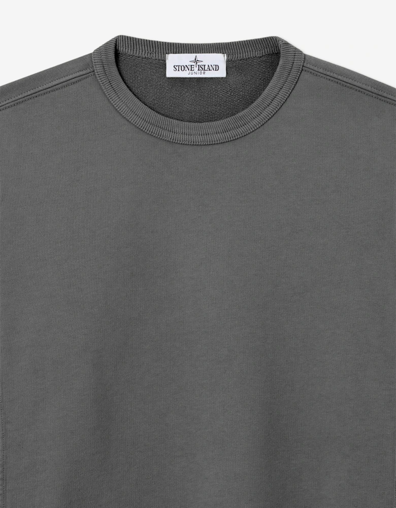 Stone Island Boys Brushed Cotton Fleece Sweatshirt in Grey