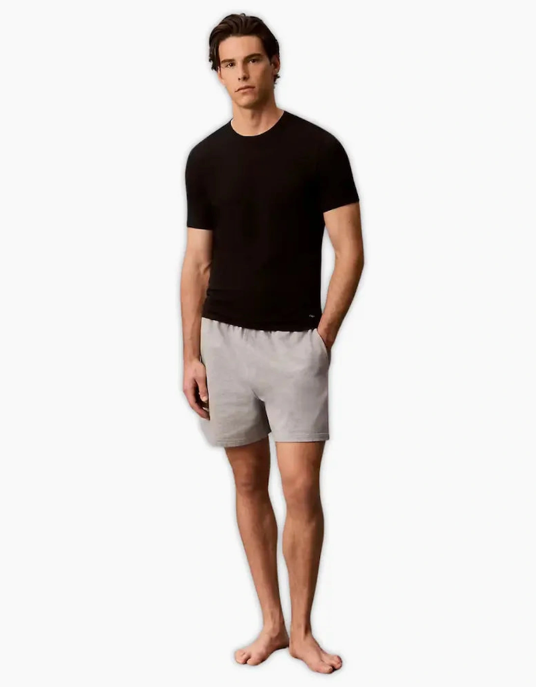 3-Pack Cotton Microfibre Stretch T-Shirts, Black/White/Khaki
