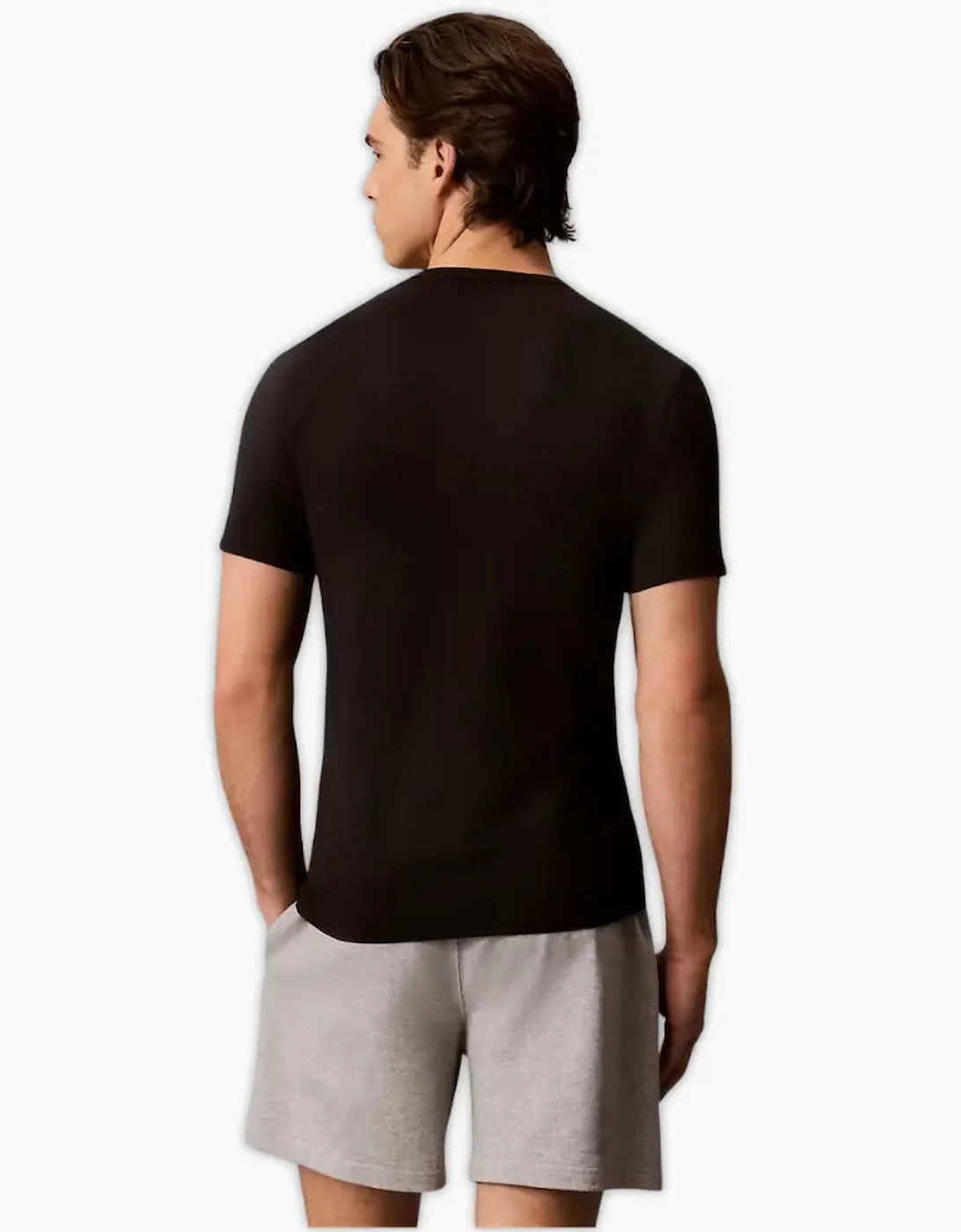 3-Pack Cotton Microfibre Stretch T-Shirts, Black/White/Khaki