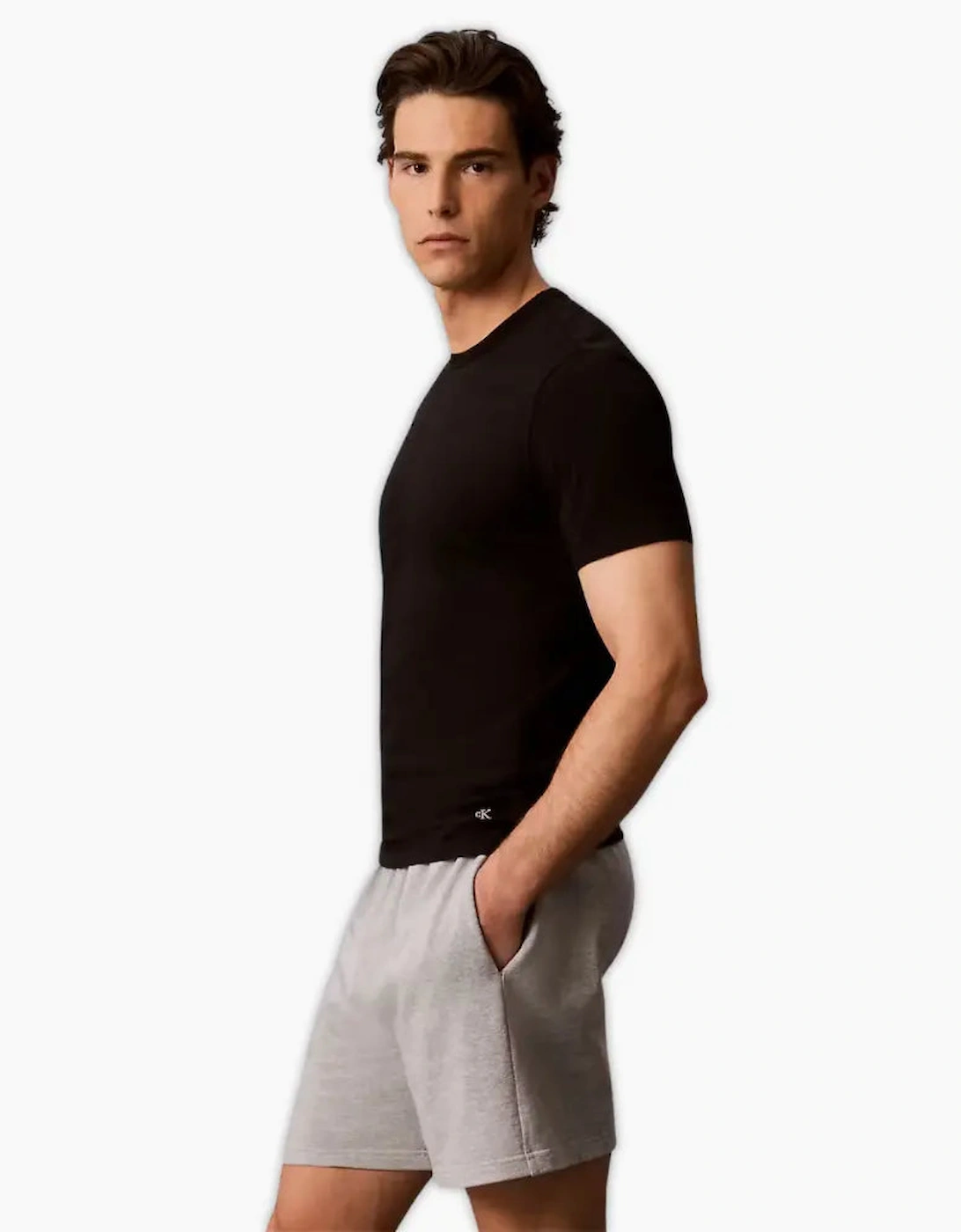 3-Pack Cotton Microfibre Stretch T-Shirts, Black/White/Khaki