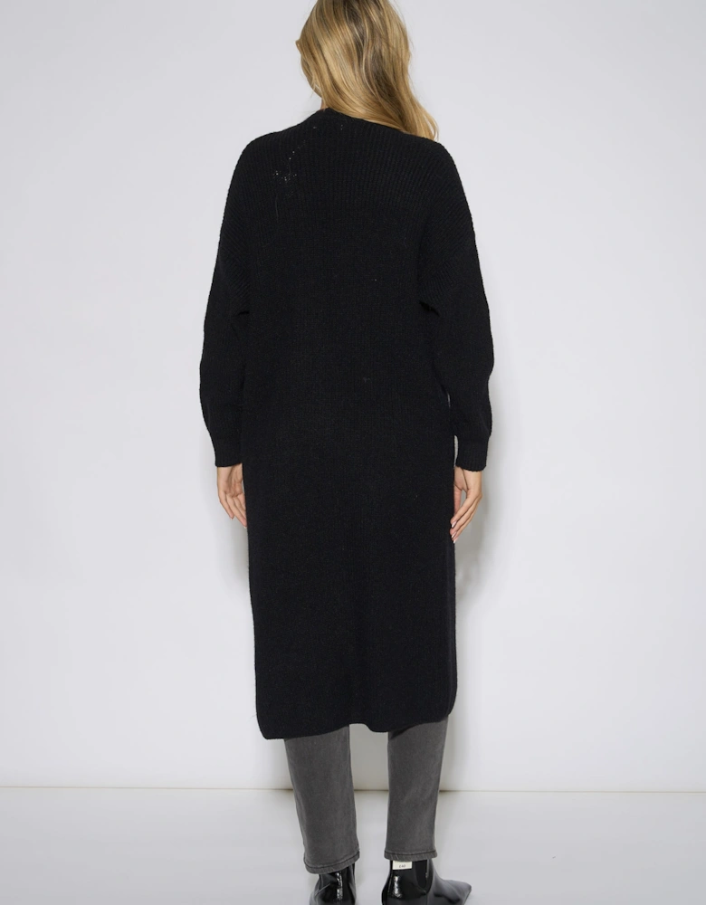 Black Edge To Edge Longline Knit Cardigan