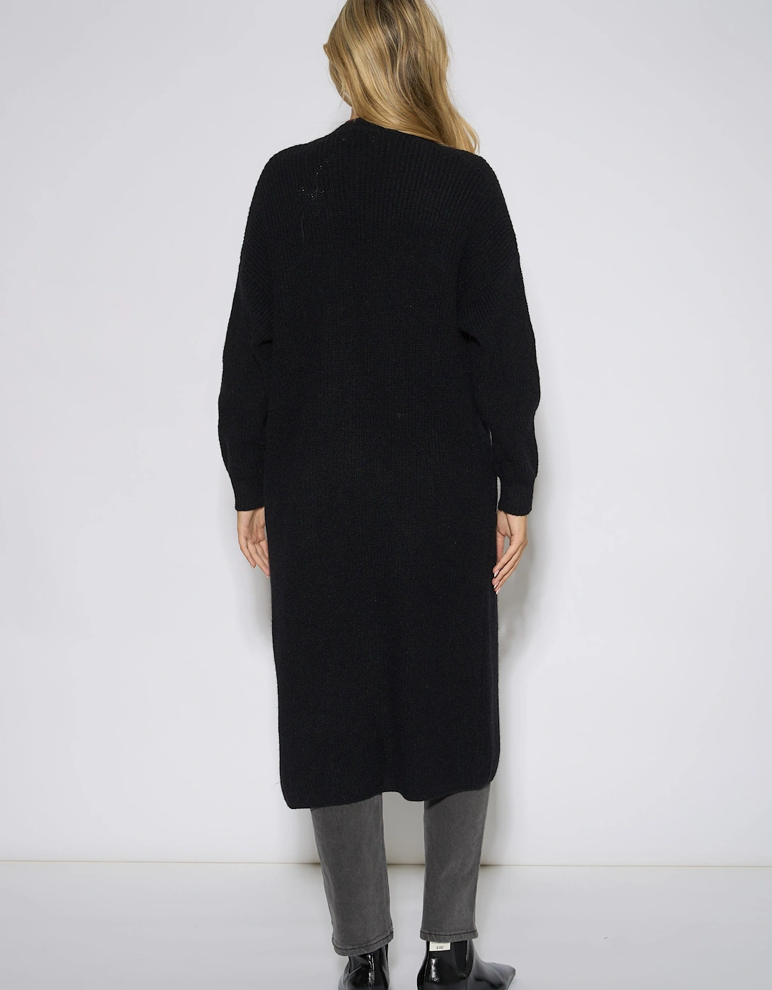 Black Edge To Edge Longline Knit Cardigan