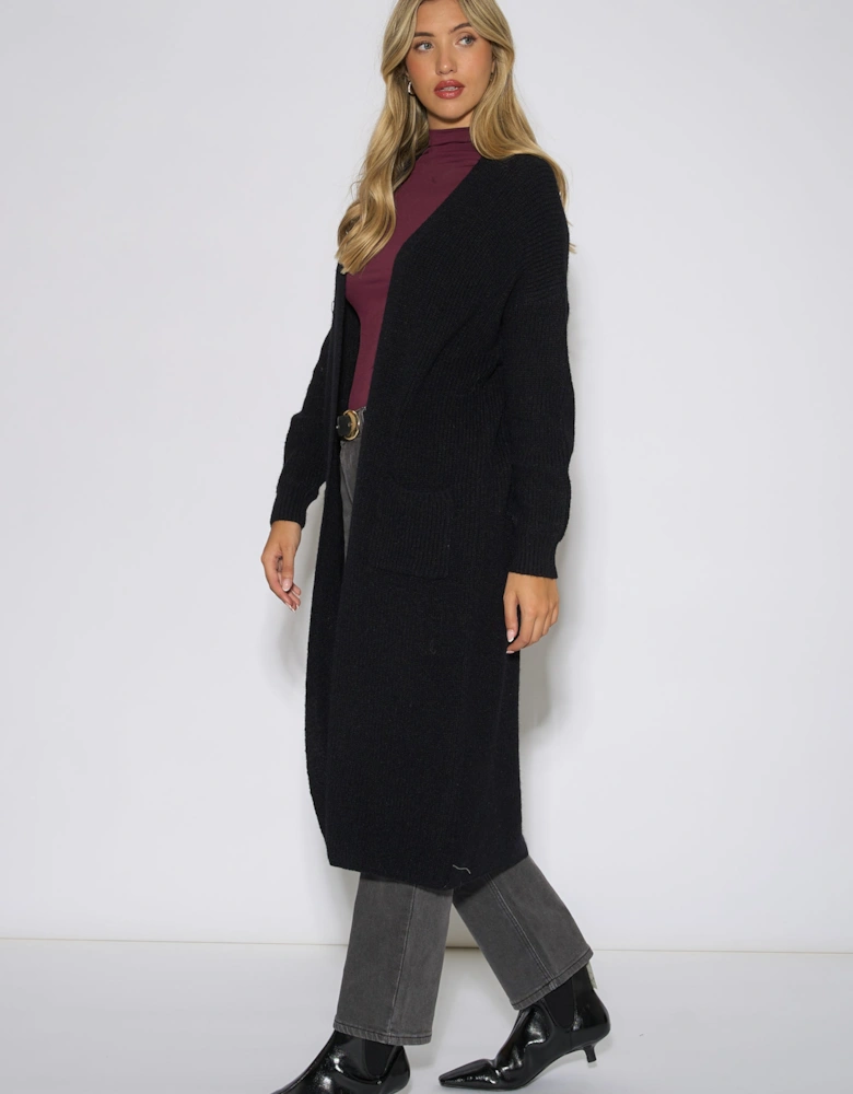 Black Edge To Edge Longline Knit Cardigan