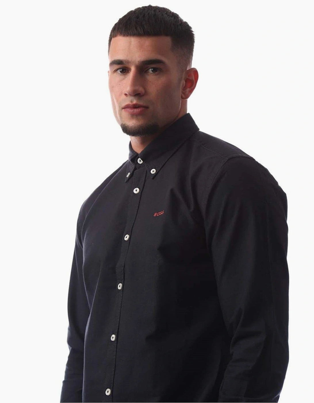 Embroidered Collared Neck Button Down Long Sleeve Shirt
