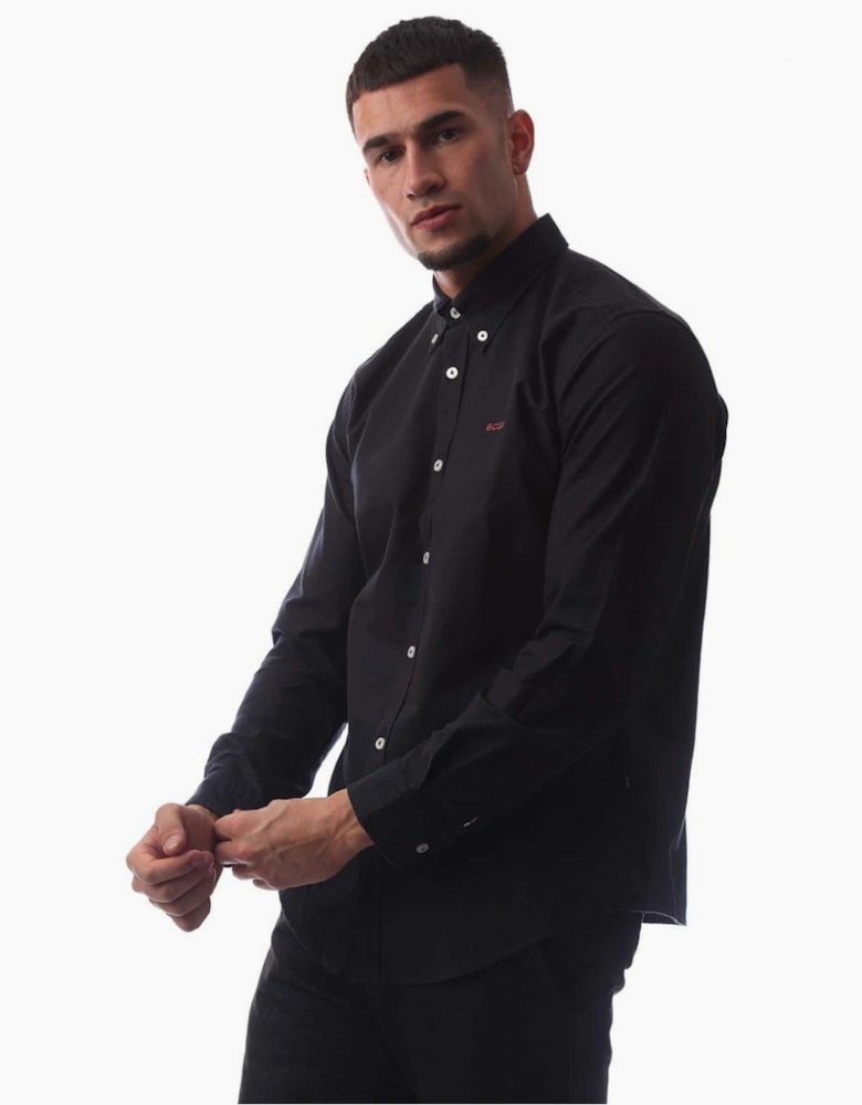 Embroidered Collared Neck Button Down Long Sleeve Shirt