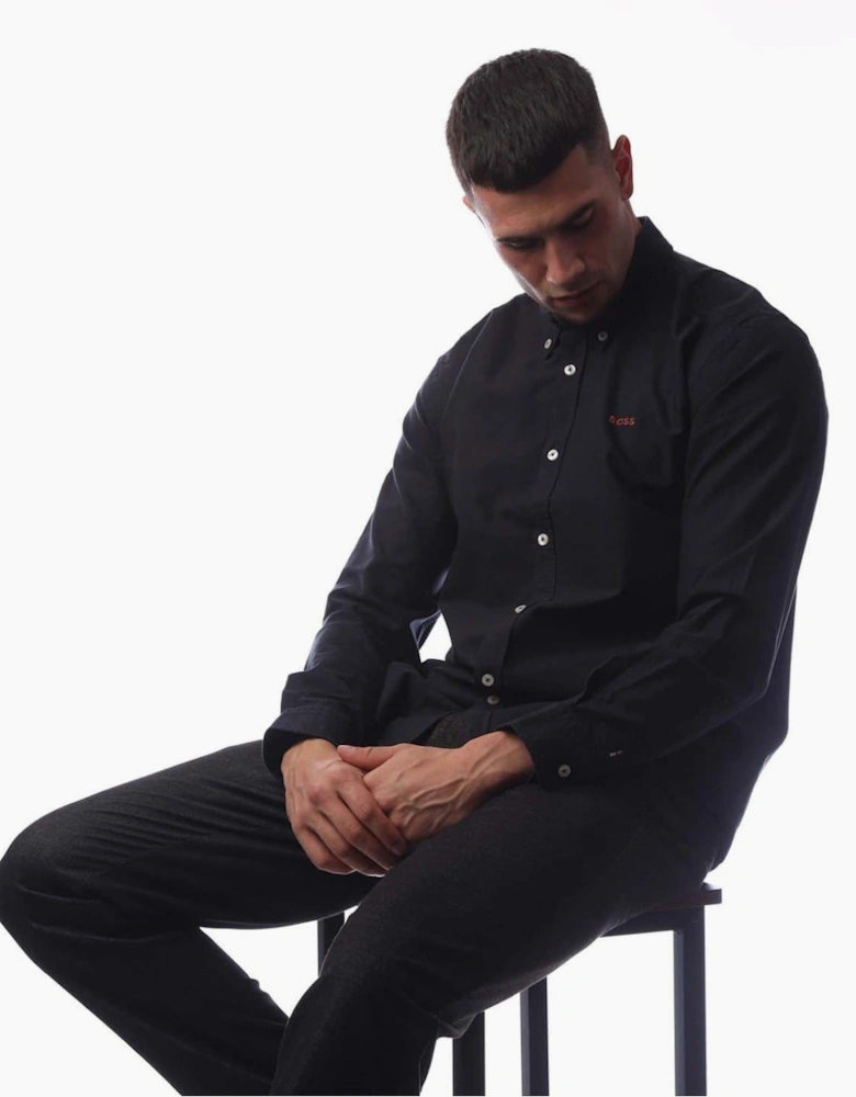 Embroidered Collared Neck Button Down Long Sleeve Shirt