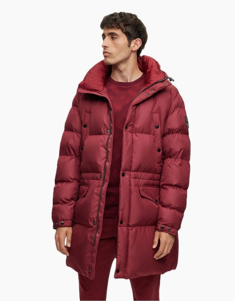 Solid Patterned Hooded Puffer Coat