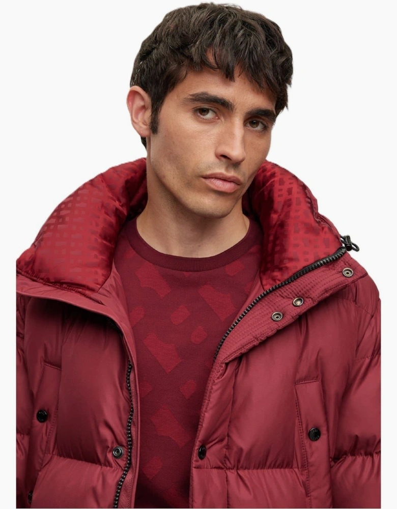 Solid Patterned Hooded Puffer Coat