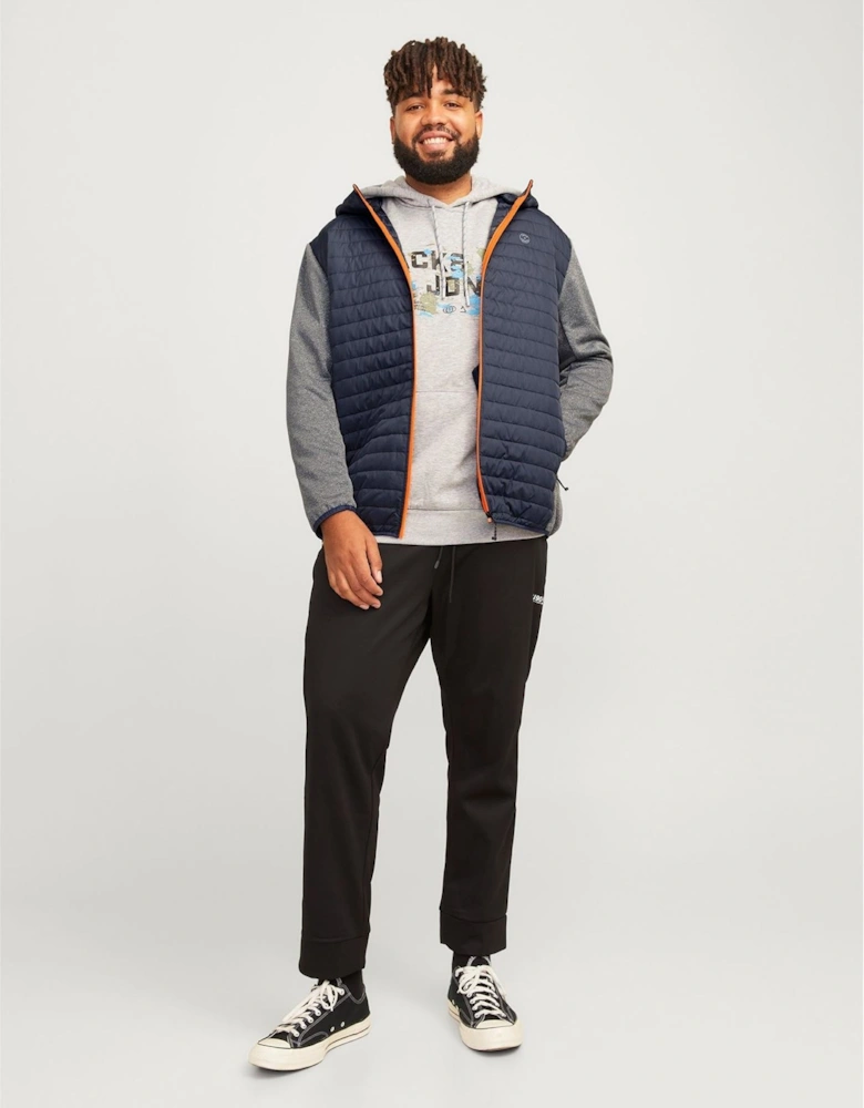 Solid Patterned Hooded Ribbed Cuff Puffer Jacket