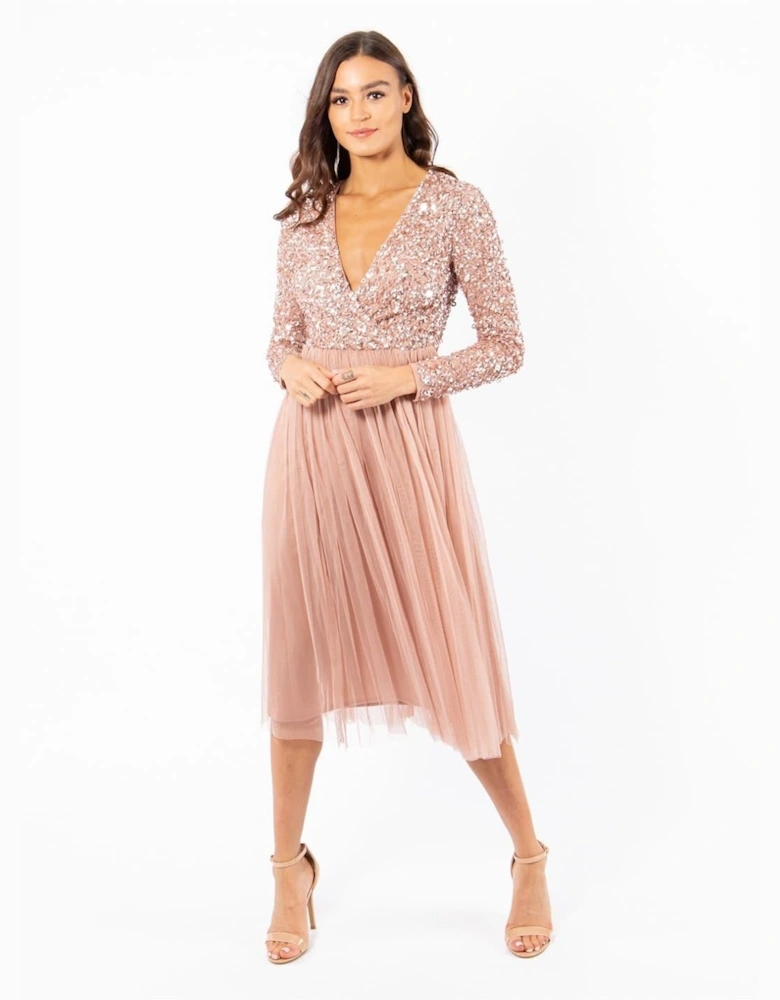 V-Neck Long Sleeve Wrap Dress