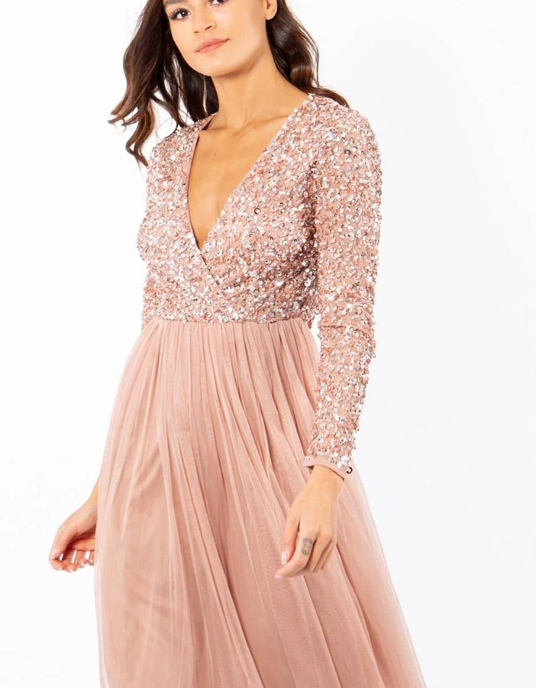 V-Neck Long Sleeve Wrap Dress