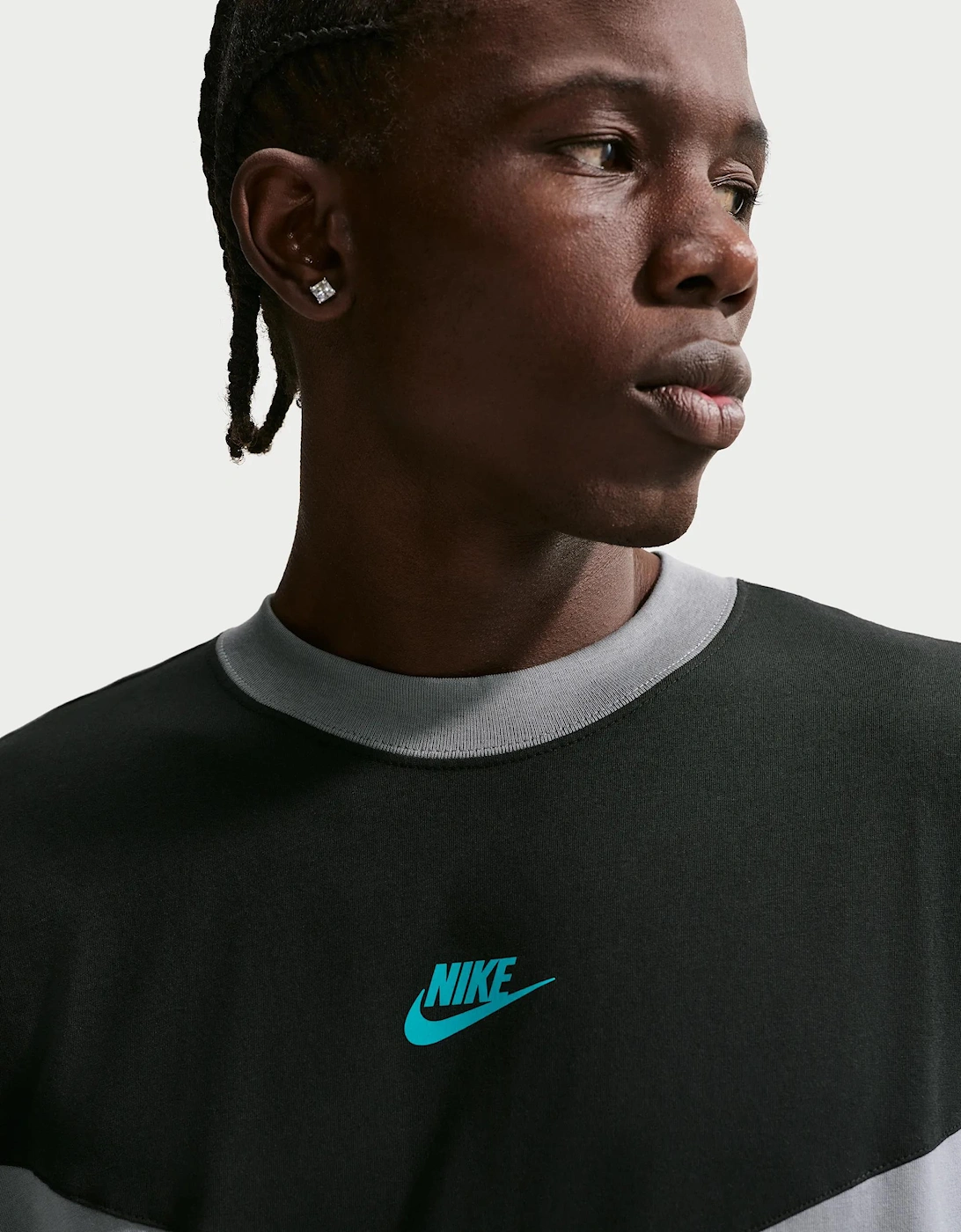 Nike Sportswear T-Shirt Grey/Black Blue Logo