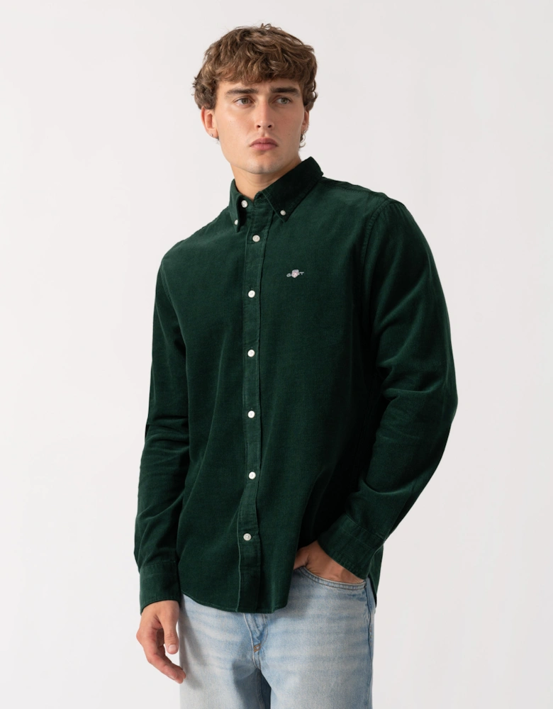 GANT Mens Regular Fit Corduroy Shirt - 374 Tartan Green
