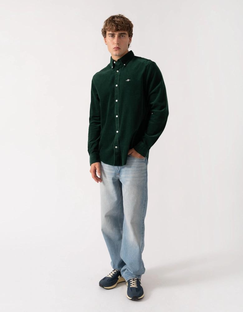 GANT Mens Regular Fit Corduroy Shirt - 374 Tartan Green