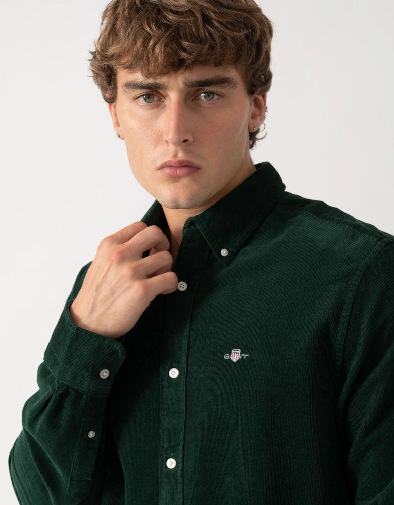 GANT Mens Regular Fit Corduroy Shirt - 374 Tartan Green