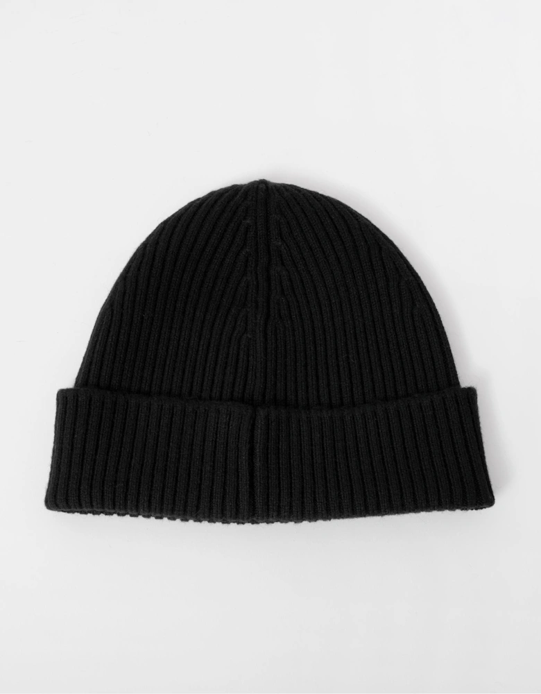 HUGO Xola Metal Mens Virgin-Wool Beanie Hat with Stacked Logo