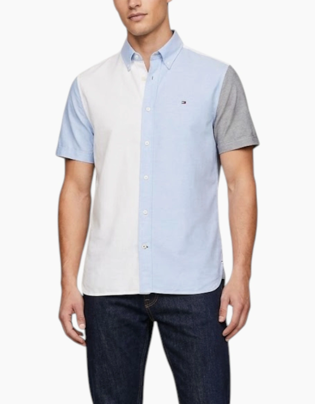 TOMMY HILFIGER Mens Shirt Oxford Lightweight Short Sleeve Regular Fit Multi