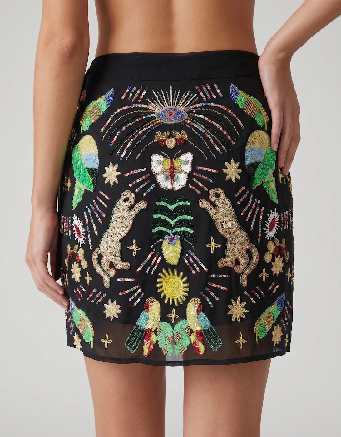 Aurelia Embroidered Luxury Black Sarong in Stock