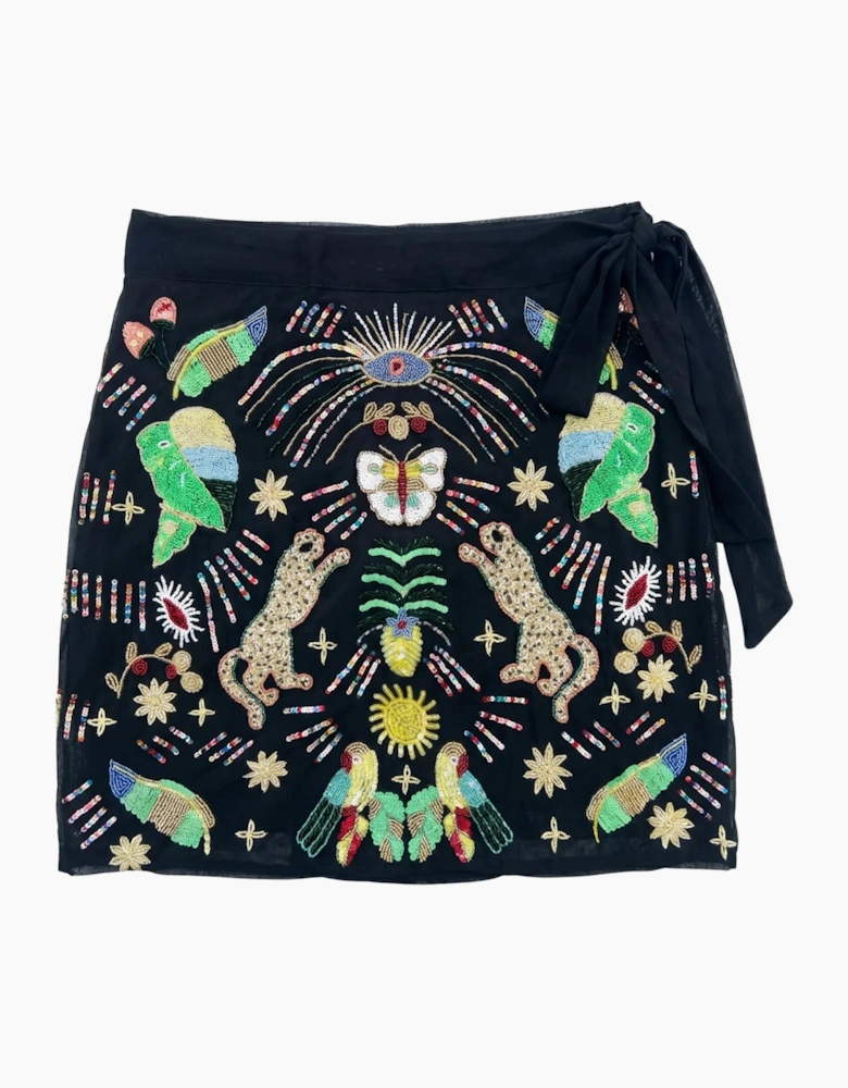 Aurelia Embroidered Luxury Black Sarong in Stock