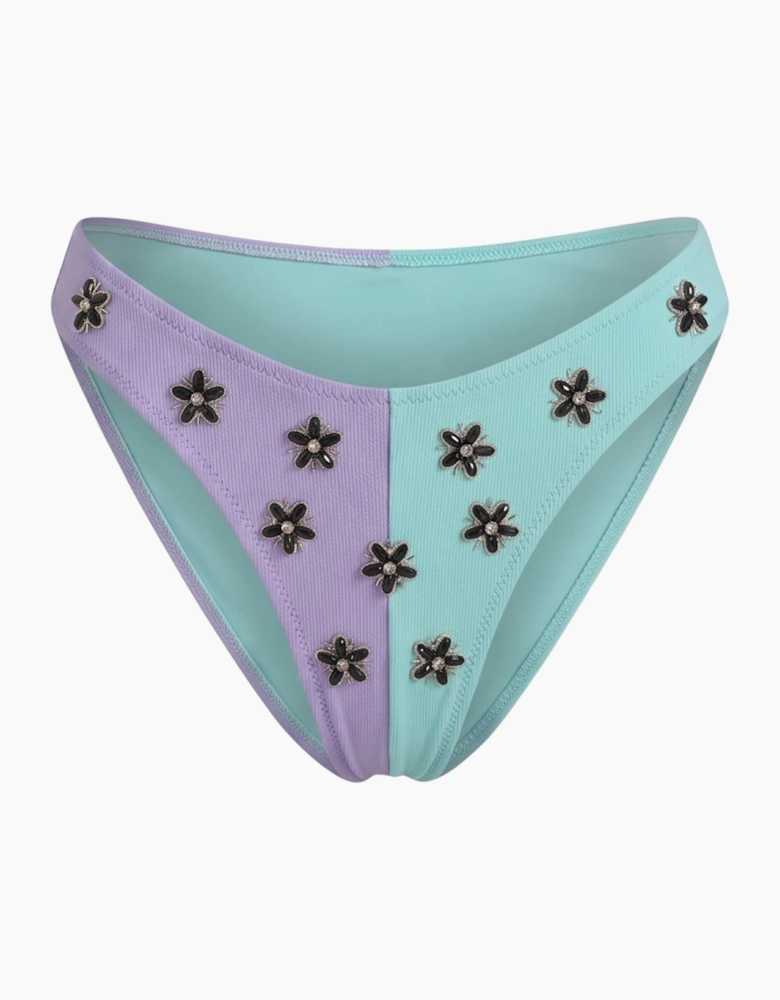 Luna Two-Tone Floral Embellished Bikini In Stock